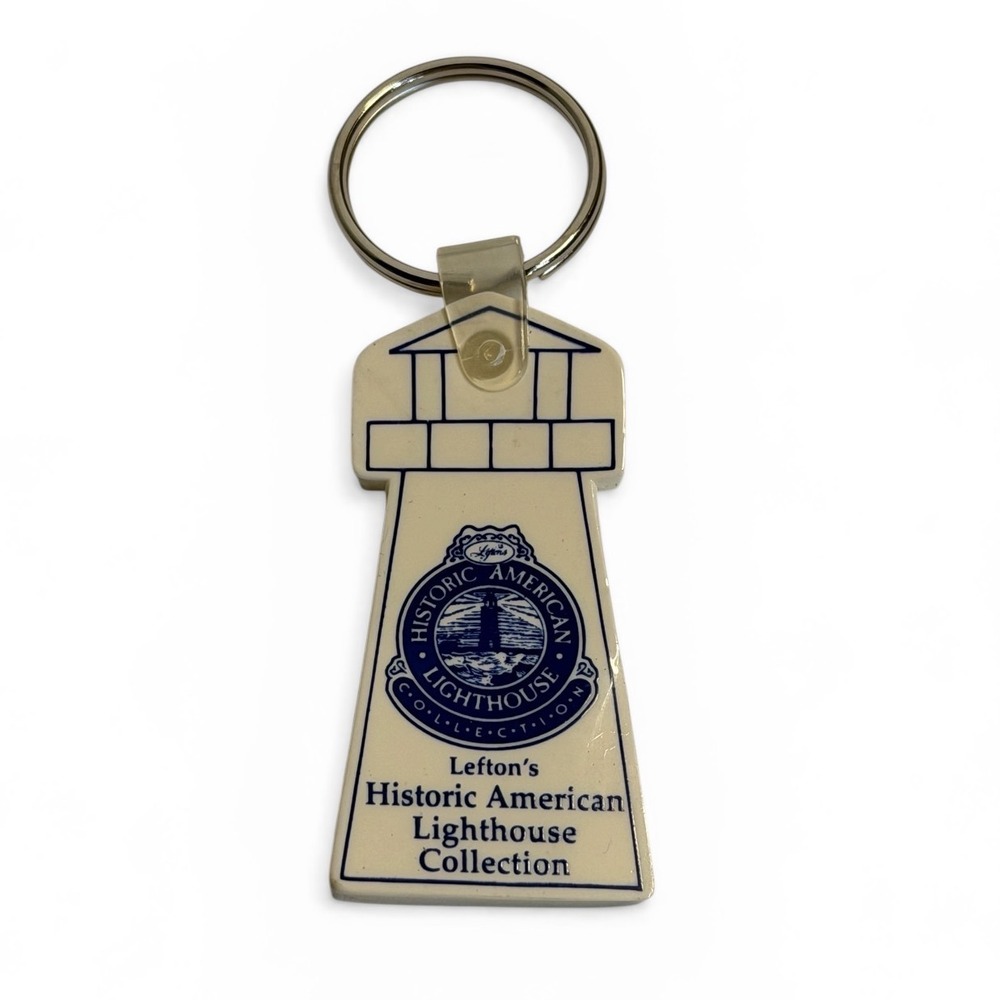 VTG Lefton‎ Keychain White Historic American Lighthouse Collection Souvenir Ring